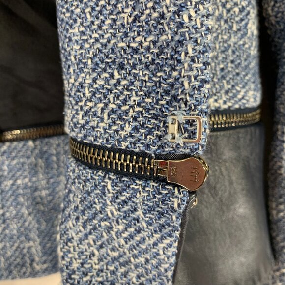 Judith & Charles Cropped tweed Blazer removable  leather  hem Women's Size 2 - Picture 11 of 13